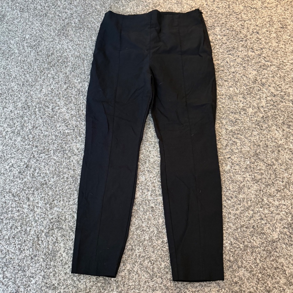 ASOS DESIGN Womens Black Pintuck Seam Side Zip Slim Leg Trousers Size US 14
